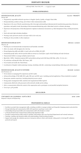 Due to this demand, one thing which we neglect is the quality of things which is the most important one. Senior Manager Quality Resume Sample Mintresume