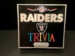 This wonderful quiz is all about the incredible oakland raiders professional american football team which plays in the national football league, based out of oakland, california. Vintage Oakland Raiders Nfl Trivia Game Box 1986 Sports Games Int Never Used Ex Ebay