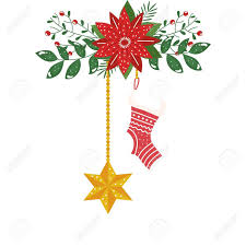 Sock And Star Of Christmas Hanging With Flower Isolated Icon Vector Illustration Design Spon Hanging Merry Christmas Poster Christmas Poster Branch Vector