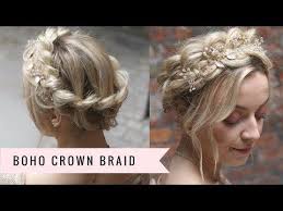 This video shows how easy it is to braid hair. Boho Crown Braid By Sweethearts Hair Youtube Crown Braid Braid Crown Tutorial Crown Hairstyles