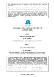 If your buying order match a selling order, you will get a trade confirmation. Aluminium Company Of Malaysia Berhad Announcements Bursa