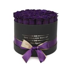 Black And Purple Roses Premium Round Box Black Dark Purple Roses Dark Purple Roses Purple Roses Preserved Roses