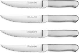 Amazon Com Kitchenaid Kkfss4st Classic Forged Series Brushed Steak Knife Set Set Of 4 Stainless Steel 4 5 Kitchen Dining