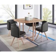 hispter ensemble table a manger 4 personnes decor chene 4 chaises simili noir style scandinave decor de table a manger table salle a manger table a manger