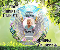 Memorial Wind Spinner With Angel Wings Sublimation Design/ Png/easily Add  Your Photo