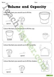 Volume And Capacity Colouring Worksheets Teaching Resource Teach Starter Capacity Worksheets Volume Worksheets Kindergarten Worksheets