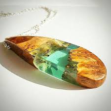 Green Resin And Burl Wood Resin Jewelry Resin Jewelry Resin Crafts