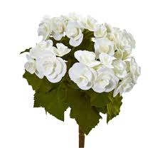 Nearly Natural Indoor 11 Begonia Bush Artificial Flower Set Of 4 2286 S4 Wh The Home Depot