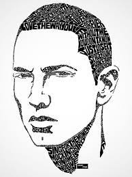 Eminem Portrait Black White Drawing Google Da Ara Typographic Portrait Eminem Drawing Rapper Art