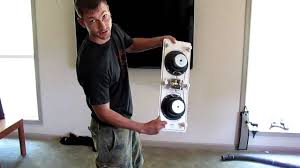 Quick spring clip wire terminations. How To Install Flush Mount Wall Speakers 1 Home Theater Ken Eppinette Elite Renovations Llc Youtube