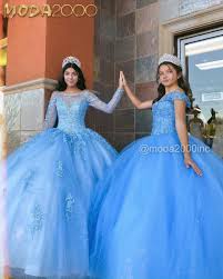 Baby Blue Quince Dresses In Two Different Styles With Sleeves And Off To Shoulder Cute Quince Dresses Quinceanera Dresses Blue Pretty Quinceanera Dresses