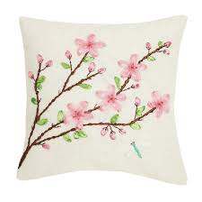Cherry blossom machine embroidery design by machine embroidery designs. World Menagerie Laperle Cherry Blossom Ribbon Embroidered Throw Pillow Reviews Wayfair