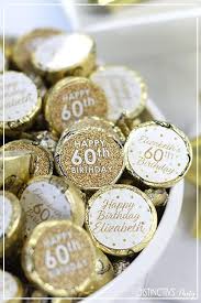 60th Birthday Party Favor Ideas Personalized White And Gold Birthday Party Favor Stickers 180 Count Gold Birthday Party Gold Birthday Birthday Party Favors