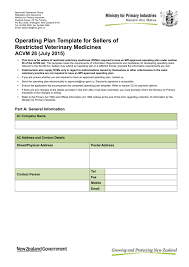 operating plan template for sellers of restricted veterinary