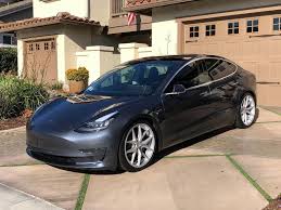 tesla model 3 with aftermarket wheels tesla tesla model tesla car models
