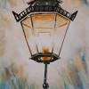 Wrought iron garden lantern candleholder 15 glossy black top opens. 1