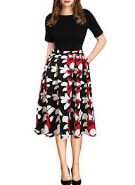 Women S Wear To Work Dresses Oxiuly Womens Vintage Patchwork Pockets Puffy Swing Casual Casual Party Dresses Gorgeous Summer Dresses Long Sleeve Short Dress