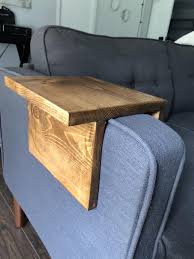 Sofa Arm Table With Ledge Sofa Arm Tray With Overhang Wooden Etsy In 2020 Sofa Arm Table Wooden Couch Diy Sofa Table