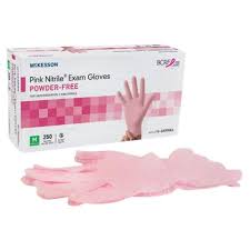 Mckesson Pink Nitrile Non Sterile Powder Free Ambidextrous Exam Gloves Medical Glove Pink Gloves Esthetician Room