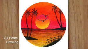 Finally, don't forget to add sunset colors such as yellow, pink, purple, and blue to the water, indicating a reflection of the sky. Easy Scenery Drawing For Beginners With Oil Pastels Sunset Scenery Pai Easy Scenery Drawing Oil Pastel Paintings Oil Pastel