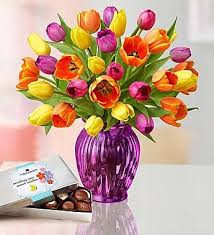 Birthday Flowers For Mom Radiant Tulips For Mom 15 30 Stems 1800flowers Com 100686 Flower Arrangements Flowers Online Easter Flowers