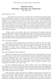 Doc Pidato Bhs Indonesia Bahaya Plastik Bagi Kesehatan Dan Lingkungan Rezky Nuradi Academia Edu