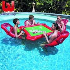 Texas Hold Em Inflatable Pool Poker Set W Card Table Floating Lounge Chairs Poker Set Crazy Pool Inflatable Pool Pool Accessories