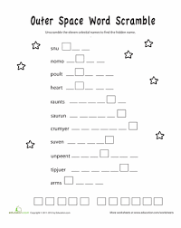 Space Word Scramble Space Words Science Words Earth And Space Science