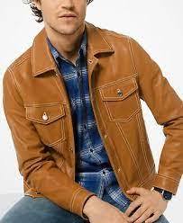 Ad Ebay Url Michael Kors Mens Brown Size Small S Trucker Jacket Lambskin Leather 598 006 Trucker Jacket Black Leather Moto Jacket Lambskin Leather