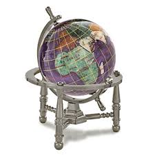 Kalifano Amethyst 3 In Gemstone Globe With Nautical Stand Globe Antique Silver World Globes