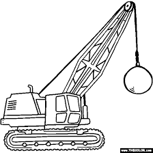 Bulldozer in work coloring page. Wrecking Ball Crane Online Coloring Page Truck Coloring Pages Online Coloring Pages Construction Coloring Pages