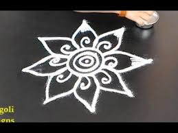 Easy Flower Rangoli Designs With 6 Dots Simple Kolam Designs Easy Muggulu Designs Youtube Kolam Designs Rangoli Designs Muggulu Design
