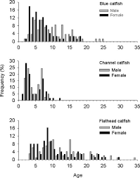 Age Frequencies Of Male And Female Blue Catfish Channel Catfish And Download Scientific Diagram