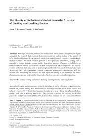 Collect via exit slips/ticket out the door or have written in journal. Pdf The Quality Of Reflection In Student Journals A Review Of Limiting And Enabling Factors