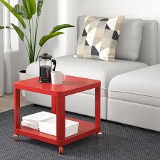 Tingby Side Table On Casters Red 195 8x195 8 Ikea Side Table Table Scandinavian Design
