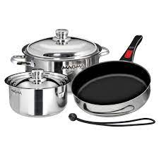And, the food cooked in them just tastes great! Magma Nesting 7 Piece Induction Compatible Cookware Stainless Steel Exterior Slate Black Ceramica Non Stick Interior