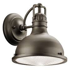 Industrial Style Led Outdoor Wall Light With Fresnel Diffuser 49065ozled Destination Lighting
