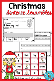 Your Students Will Love These Christmas Sentence Scramble Worksheets And Literacy Station Centers Th Sentence Scramble Kindergarten Skills Pocket Chart Center