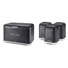 You can use one color above and one below or simply have your kitchen island sport the accent color. Tower Glamorous Kitchen Accessories Set Black Glitz Bread Bin And Set Of 3 Canisters On Onbuy