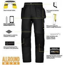 Details About Snickers Trousers 6201 Allroundwork Holster Pocket Mens Black Workwear Pre