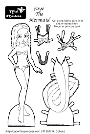 Faye As A Printable Mermaid Paper Doll Paper Doll Template Paper Dolls Coloring Pages