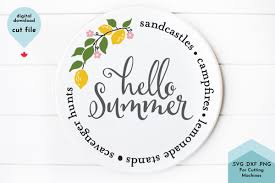 Download Hello Summer Svg Cut File Round Sign Words 1265472 Cut Files Design Bundles
