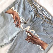 Art Handmade Michelangelo Painting On My Jeans In 2019
