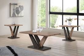 Frostline coffee table set takes a cool twist on contemporary style. Titus Furniture 3 Piece Carmel Chocolate Coffee Table Set T 5066 Set Fitz S Furniture Gallery