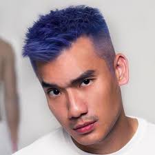 Light Purple Textured Top With High Fade Boys Colored Hair Men Hair Color Mens Blue Hair