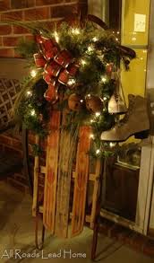 Decorate An Old Sled Too Cute Christmas Decorations Christmas Porch Rustic Christmas