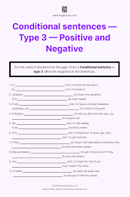 third conditional positive and negative sentences worksheet conditional sentence types of sentences sentences