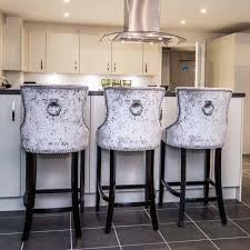 Silver Crushed Velvet Barstool Bar Stools Bar Seating Dining Room Chairs Ikea