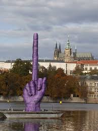 Giant Floating Purple Finger Flips The Bird At Czech Government Finger Purple Installation Art