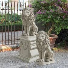 Design Toscano Mansfield Manor Lion Sentinel Statue Set 2 Piece Sh94210 Design Toscano Garden Statues Statue